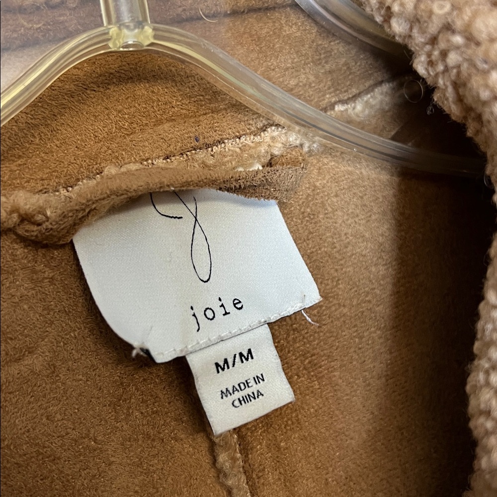 Joie Tan Button Down Oversized Sherpa Teddy Jacket- M - Picture 2 of 6